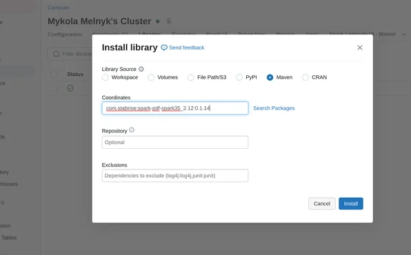 Spark-pdf library installation
