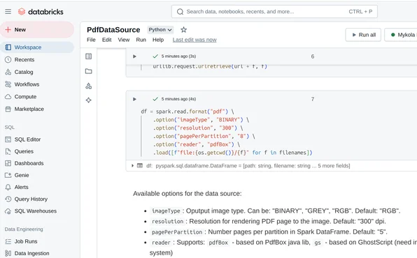 Reading PDF files on Databricks